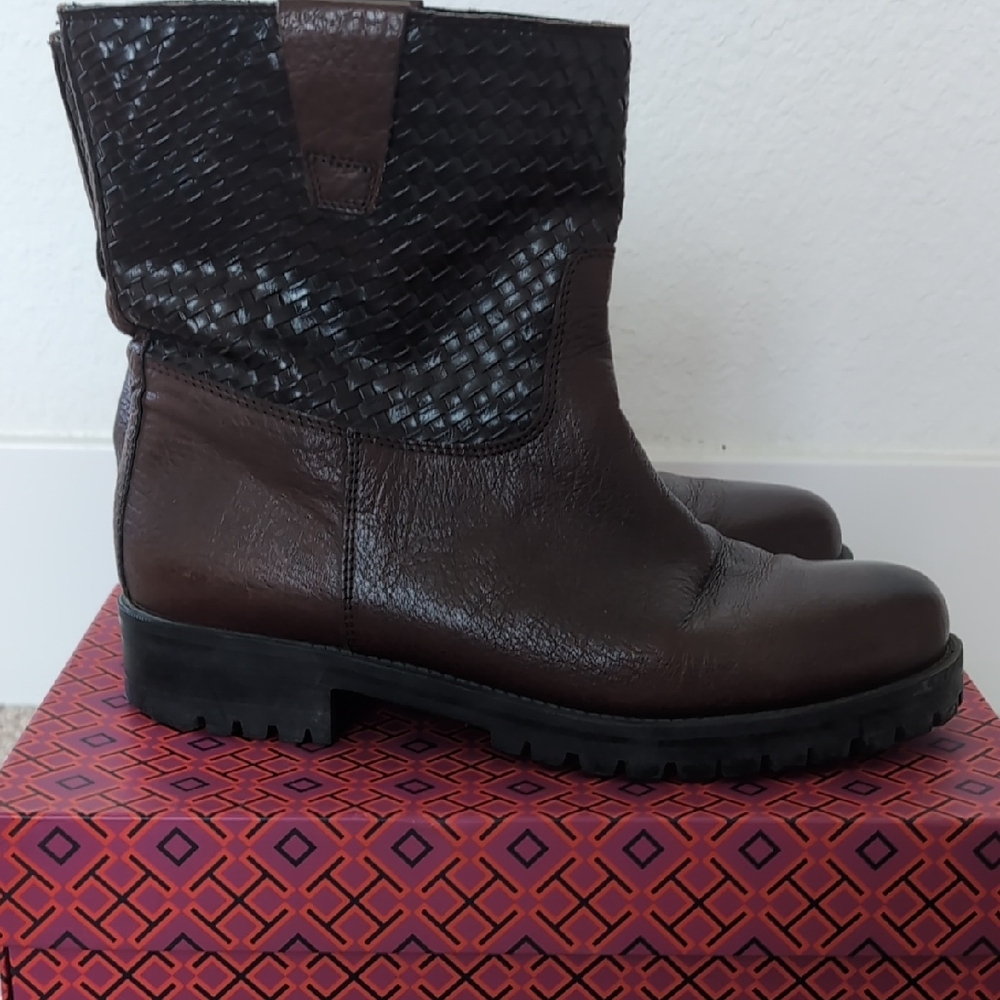 Pollini Dark Brown Textured Women's Combat Boots